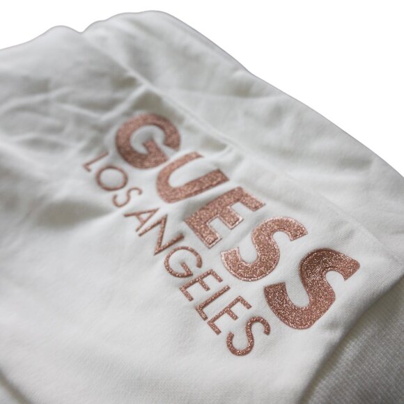 Guess Los Angeles NWT White Cream Athletic Casual Joggers with Rose Gold Glitter - Picture 12 of 13